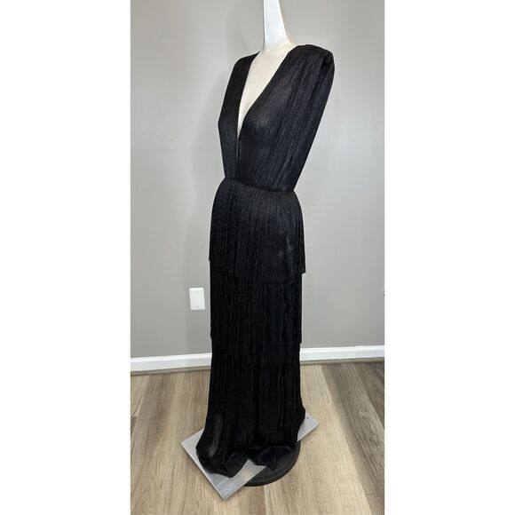 Sabina Musayev Skylar Tiered Metallic Maxi Dress Black Size Small $570 - Picture 6 of 11